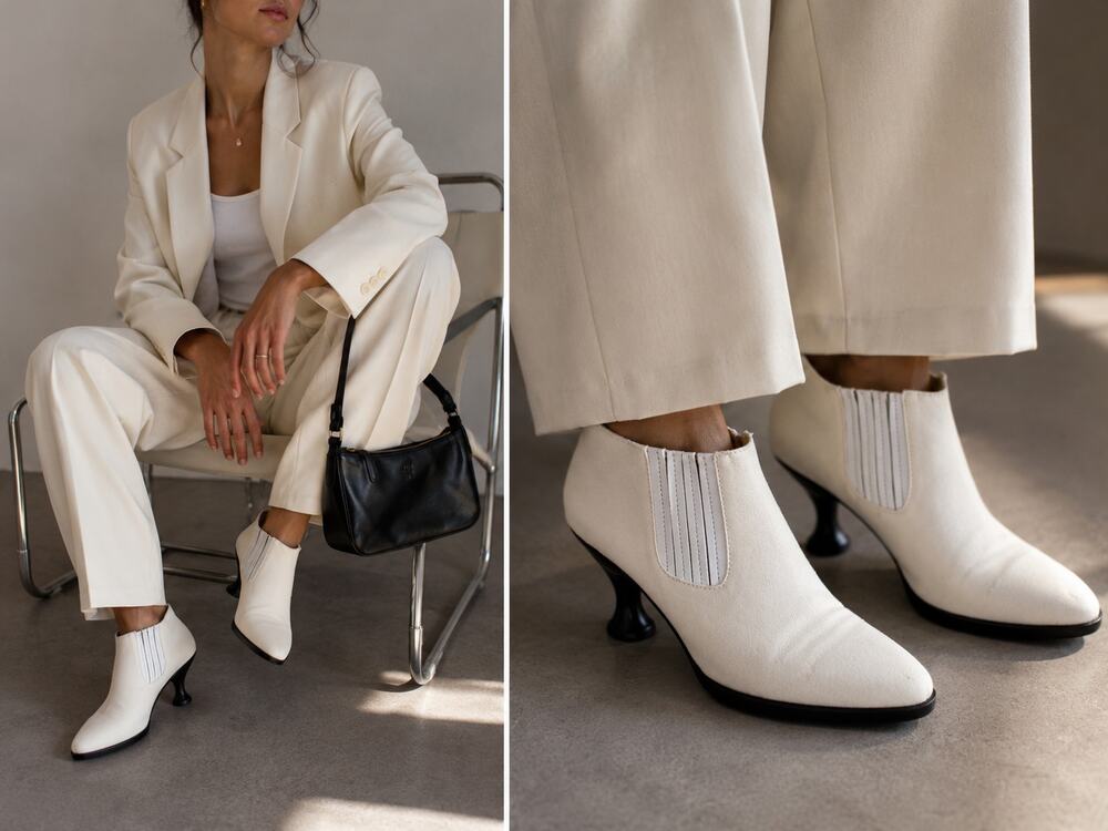 Jean Paul Gaultier Pour Stéphane Kélian Canvas Sculptural Heel Ankle Booties Sz6